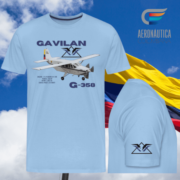 Camiseta con Diseño del Avión Gavilán, Primer Avión Fabricado en Colombia