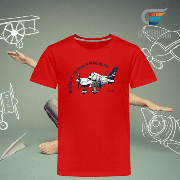 Camiseta para Niño Avión PA28 - Sueña Alto Vuela Más Alto