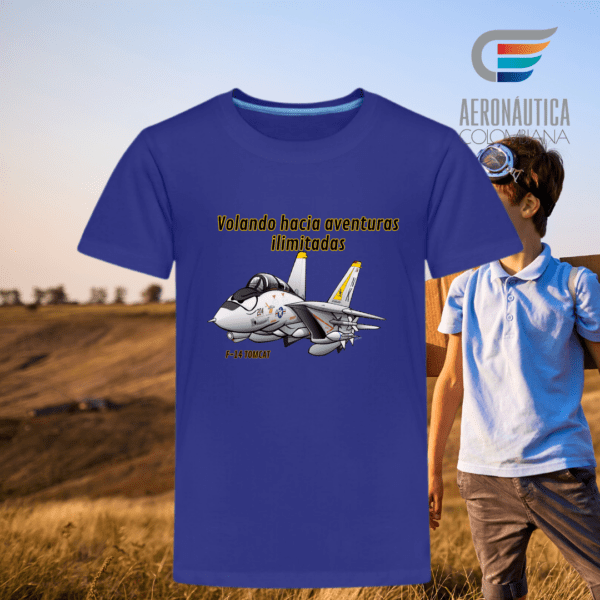 Camiseta para Niño Avión F14 Tomcat - Volando hacia Aventuras Ilimitadas