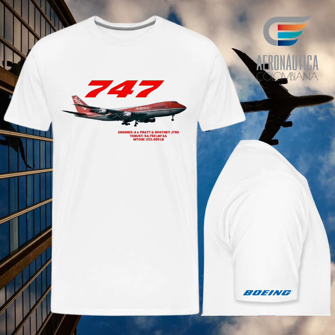 camiseta avion boeing 747 aerolinea avianca