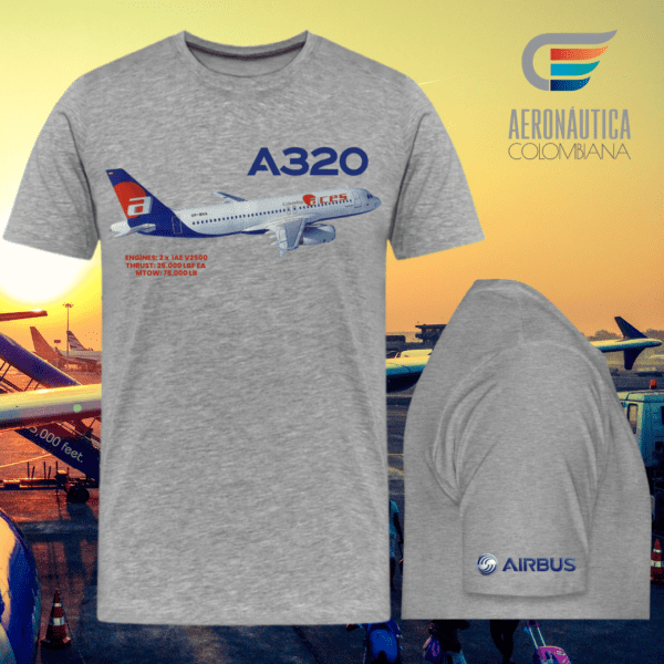 Camiseta con Diseño de Avión Airbus 320 de la Aerolínea ACES